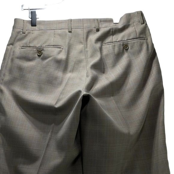 EARVIN MAGIC JOHNSON Suit Italian Styled Taupe Plaid 3 Button Mens Size 40L 34W - Picture 15 of 16